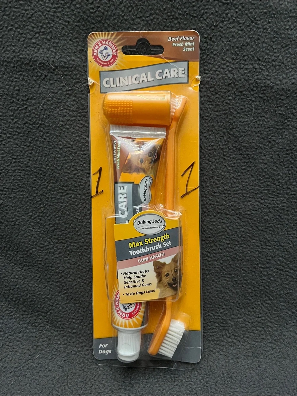 Clinical Care Max Strength Dog Toothbrush Set - Orange